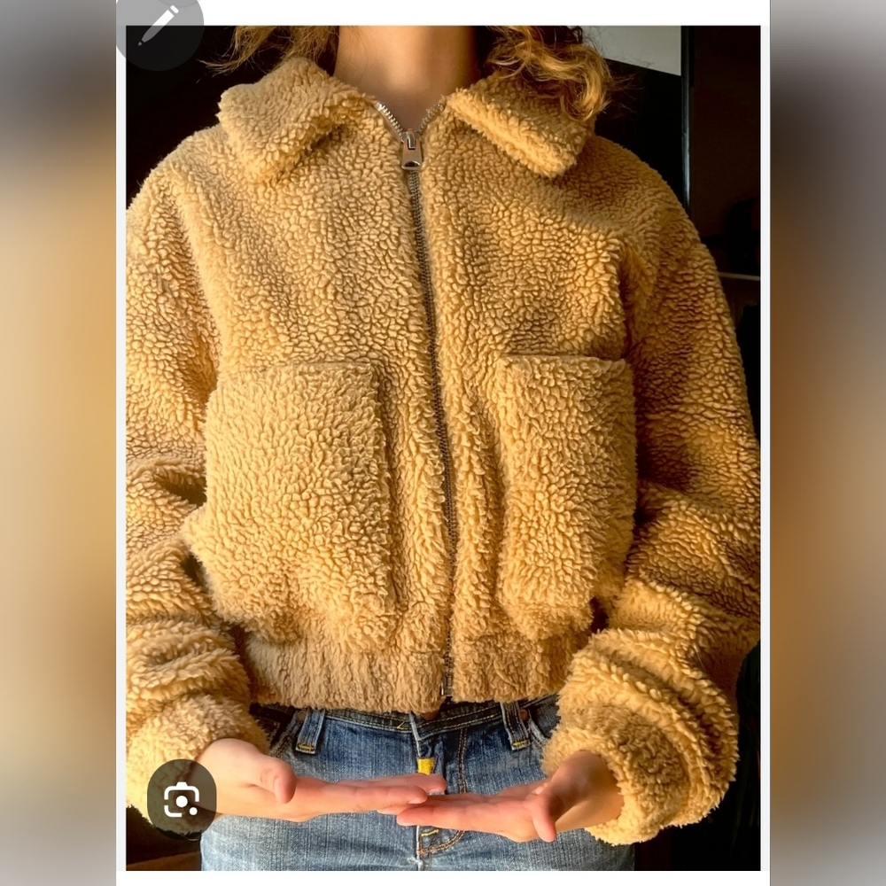 Women's Tan Sherpa Jacket Sz XS